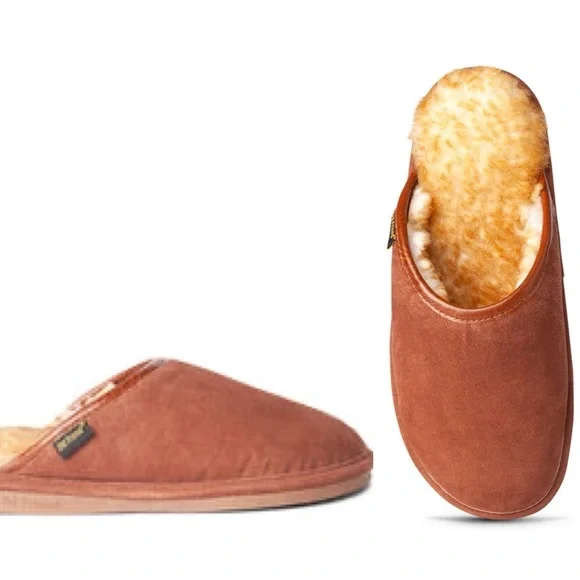 Old Friend Men’s Wide Sheepskin-lined Scuff Slipper Leather Size 9-10 - Picture 2 of 12